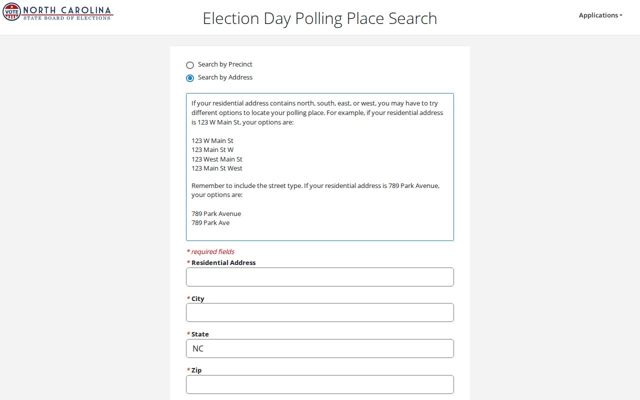 New Bern ZIP code directory North Carolina polling lookup with ZIP field